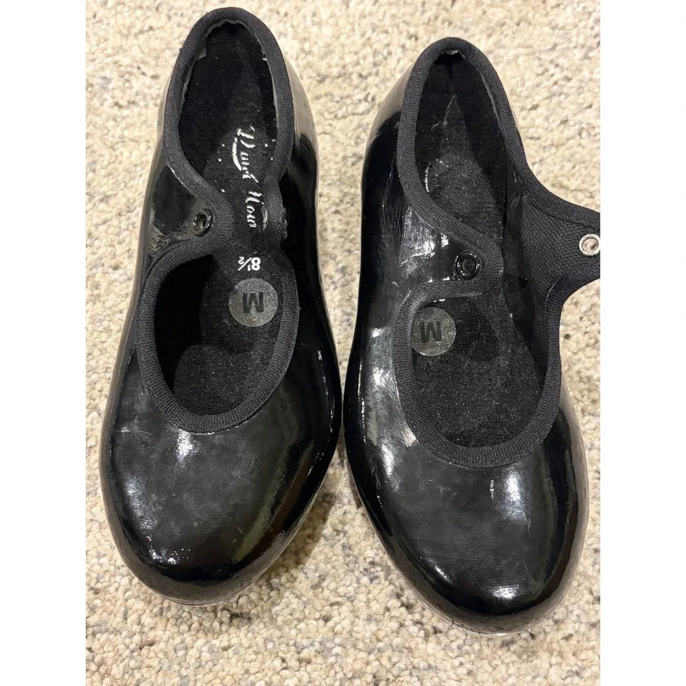 Dance Now Kids Black Patent Mary Jane Tap Shoes Bloch Techno Tap 8.5 M DN3720G